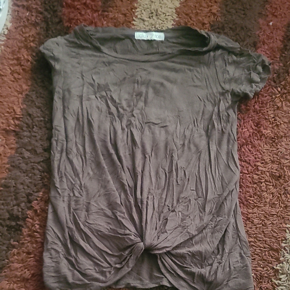 Elegant Brown Short Sleeve Women's Top